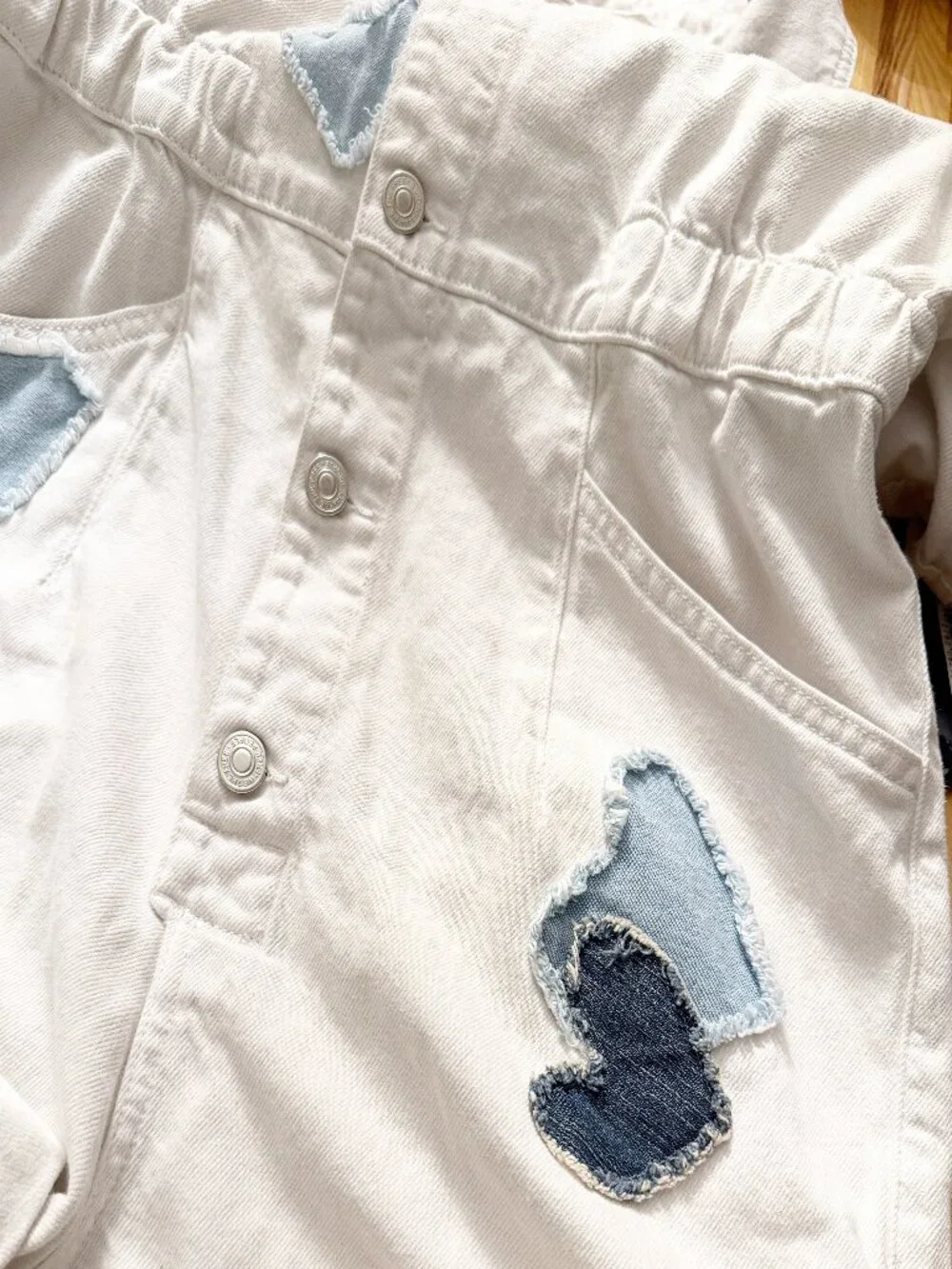 We The Free x Tricia Fix Re_Nuuly White Denim Heart Romper - Size M - Picture 6 of 10